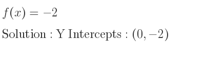 The f(x)=-2 is Y Intercepts: (0,-2)